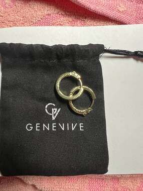 Genevive Gold-Plated Rainbow Cubic Zirconia Baguette Hoop Earrings
